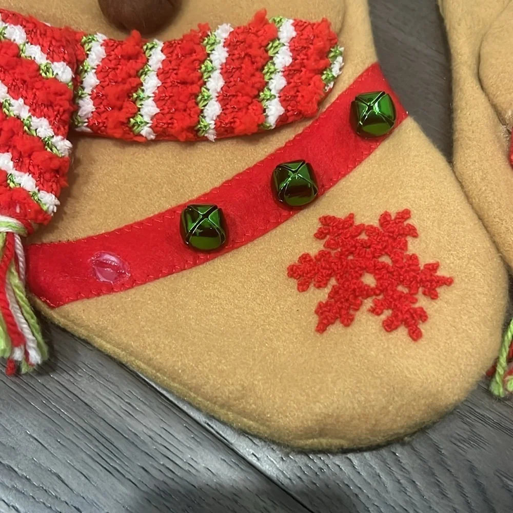 Set of two jingle bell reindeer Christmas stockings